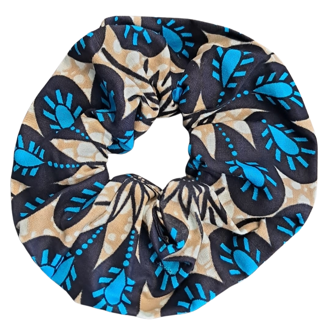 Chouchou bleu et beige