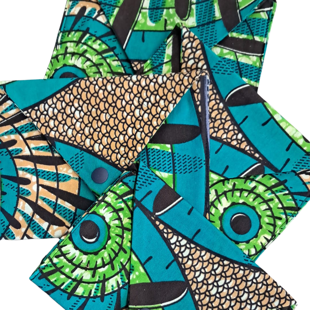 Pochette bleu, vert, beige